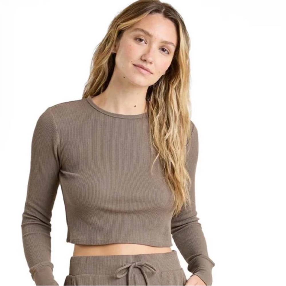 Nuuds Micro Waffle Crop Top - Mocha (Sold out on Nuuds site)